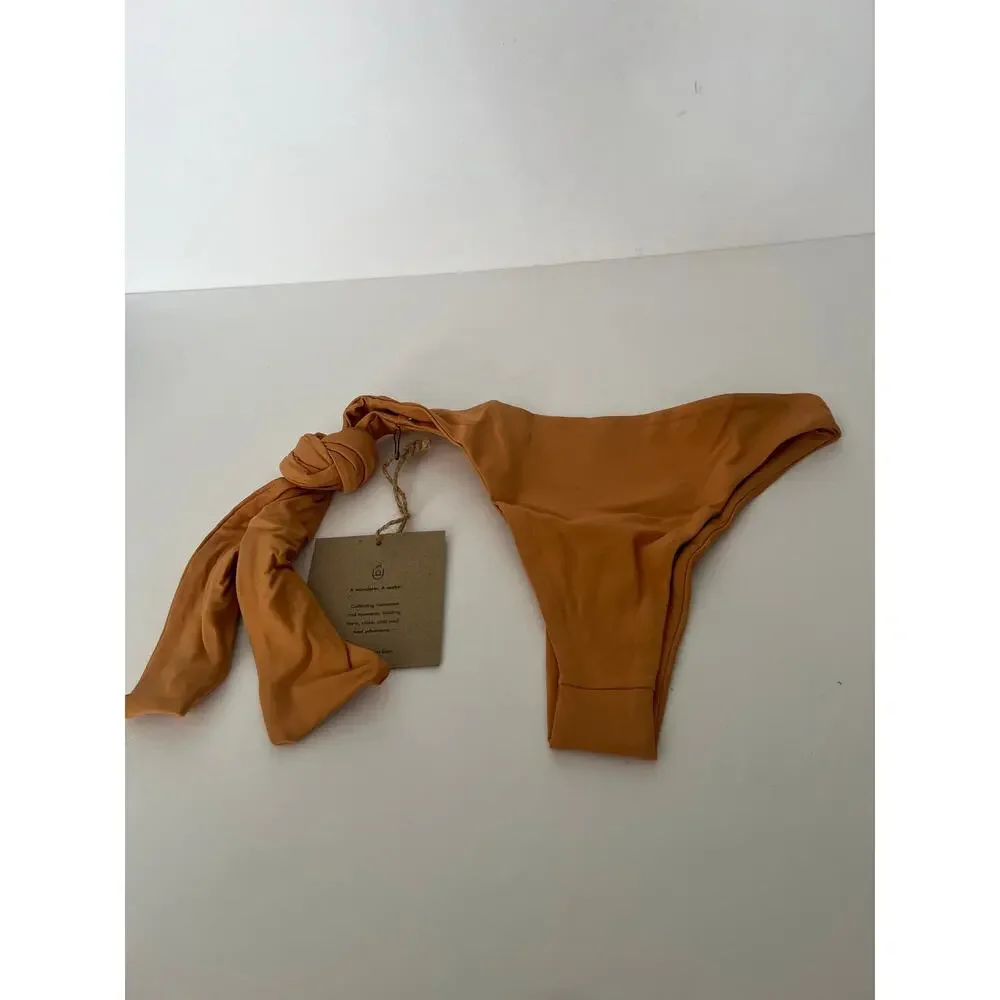 NWT Revolve x Stone Fox Swim Women's June Bikini Bottom Sandstone Side Tie SZ XS